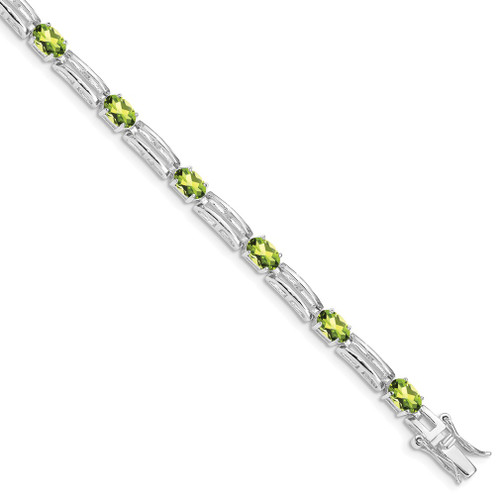 Lex & Lu Sterling Silver Diamond & Peridot Bracelet LAL117296 - Lex & Lu