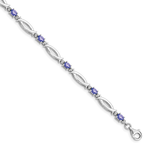 Lex & Lu Sterling Silver Tanzanite and Diamond Bracelet LAL117391 - Lex & Lu