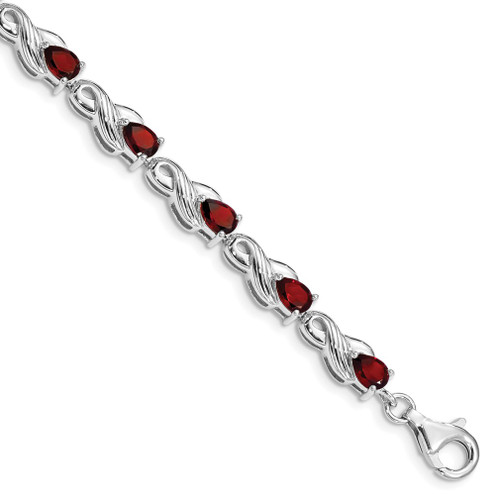 Lex & Lu Sterling Silver Garnet Bracelet LAL117423 - Lex & Lu