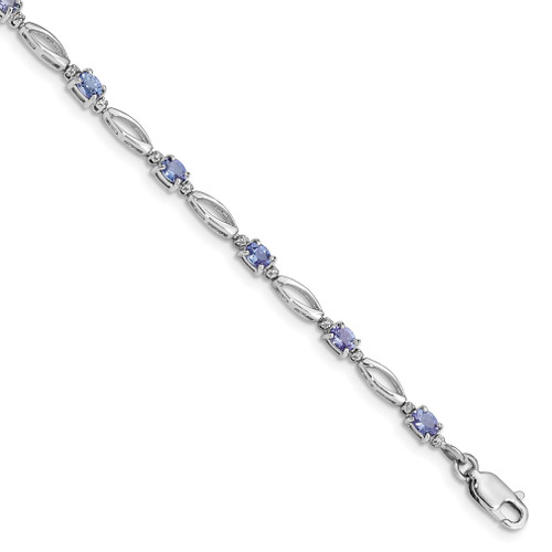 Lex & Lu Sterling Silver w/Rhodium Diamond and Tanzanite Bracelet LAL117430 - Lex & Lu