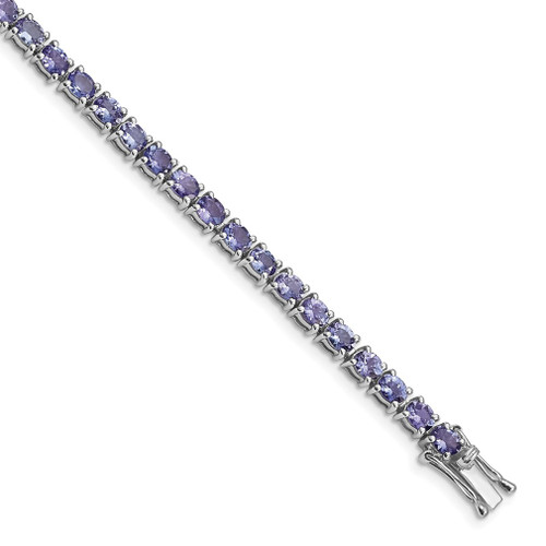 Lex & Lu Sterling Silver Oval Tanzanite 7.5'' Bracelet - Lex & Lu