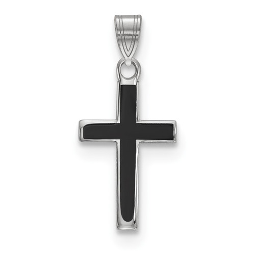 Lex & Lu Sterling Silver Black Enameled Cross Charm LAL117586 - Lex & Lu