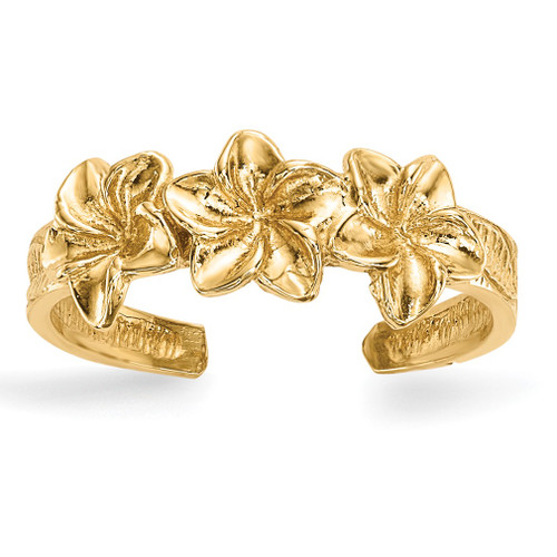 Lex & Lu 14k Yellow Gold Polished Flowers Toe Ring - Lex & Lu