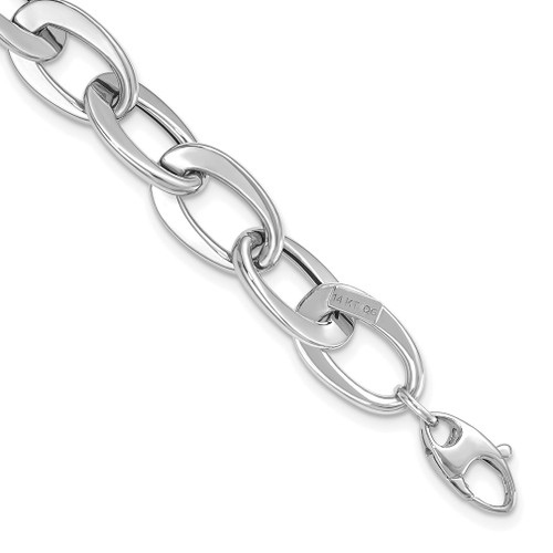 Lex & Lu 14k White Gold Polished Fancy Link Bracelet 8'' - Lex & Lu