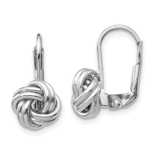 Lex & Lu 14k White Gold Polished Love Knot Leverback Earrings - Lex & Lu