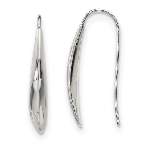 Lex & Lu Chisel Stainless Steel Polished Shepherd Hook Earrings LAL118150 - Lex & Lu