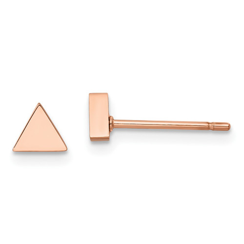 Lex & Lu Chisel Stainless Steel Rose Plated Triangle Post Earrings LAL118186 - Lex & Lu