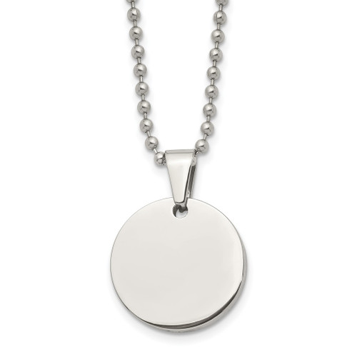 Lex & Lu Chisel Stainless Steel & Round 4.0mm Dog Tag Necklace 24'' LAL118314 - Lex & Lu