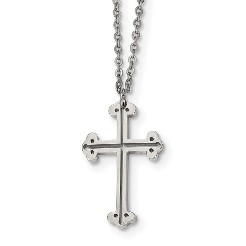 Lex & Lu Chisel Stainless Steel Polished Cross Necklace 18'' - Lex & Lu
