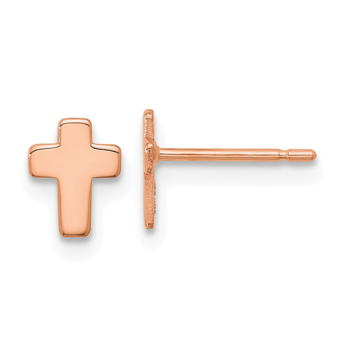 Lex & Lu 14k Rose Gold Polished Small Cross Post Earrings - Lex & Lu