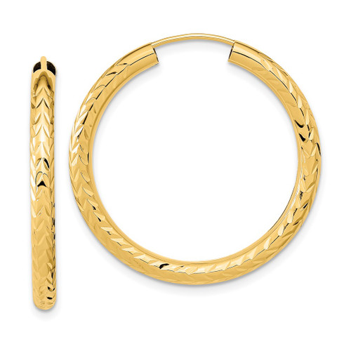 Lex & Lu 14k Yellow Gold Polished & D/C Endless Hoop Earrings LAL118608 - Lex & Lu