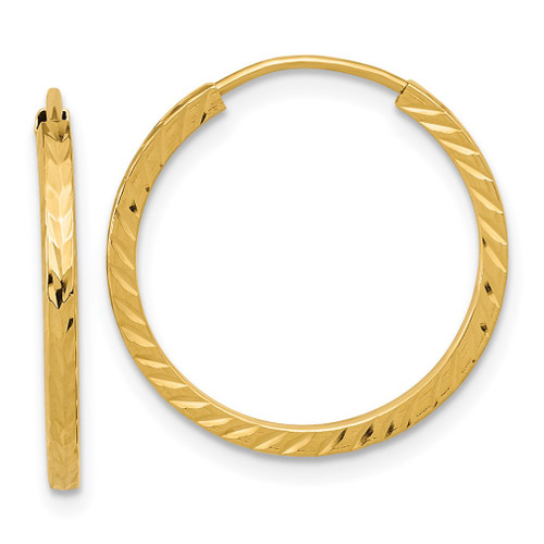 Lex & Lu 14k Yellow Gold D/C Square Tube Endless Hoop Earrings LAL119033 - Lex & Lu