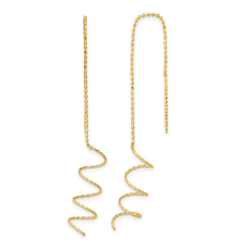 Lex & Lu 14k Yellow Gold Polished D/C Spiral Threader Earrings - Lex & Lu