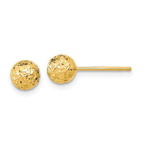 Lex & Lu 14k Yellow Gold 6mm D/C Ball Post Earrings - Lex & Lu