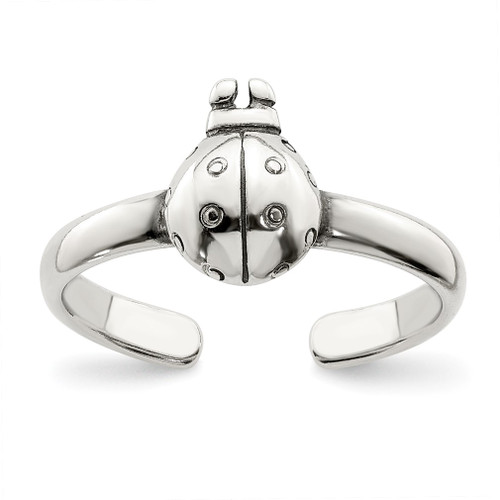 Lex & Lu Sterling Silver Antiqued Ladybug Toe Ring - Lex & Lu