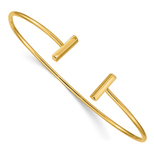 Lex & Lu 14k Yellow Gold Flexible Bar Bangle - Lex & Lu