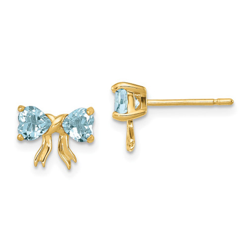 Lex & Lu 14k Gold Polished Aquamarine Bow Post Earrings - Lex & Lu