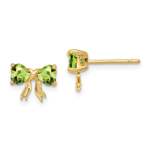 Lex & Lu 14k Gold Polished Peridot Bow Post Earrings - Lex & Lu