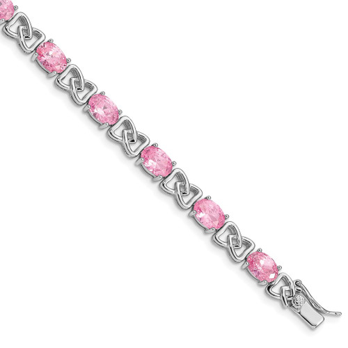 Lex & Lu Sterling Silver Pink CZ Bracelet 7'' LAL11953 - Lex & Lu