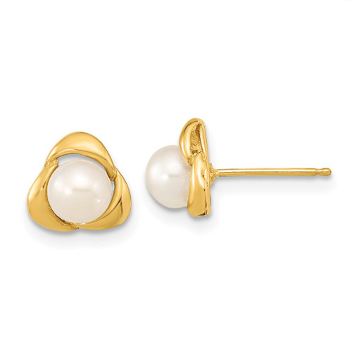 Lex & Lu 14k Yellow Gold 5-6mm White Near Round FWC Pearl Post Earrings - Lex & Lu