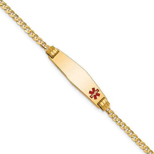 Lex & Lu 14k Yellow Gold Medical Square Shape Curb Link ID Bracelet 7'' LAL119792 - Lex & Lu