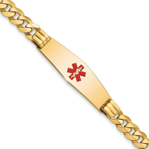 Lex & Lu 14k Yellow Gold Medical Square Shape Flat Curb Link ID Bracelet LAL119799 - Lex & Lu