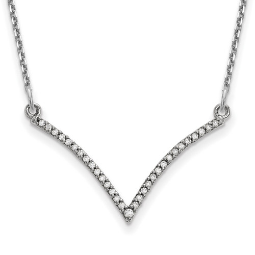 Lex & Lu 14k White Gold Diamond V Necklace 18'' - Lex & Lu