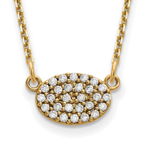 Lex & Lu 14k Yellow Gold Diamond Cluster Oval Necklace - Lex & Lu