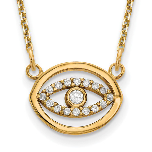 Lex & Lu 14ky Small Diamond Gold Halo Evil Eye Necklace - Lex & Lu