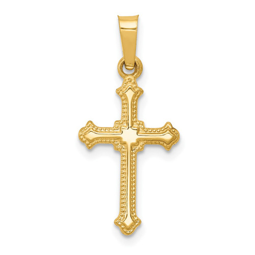 Lex & Lu 14k Yellow Gold Polished Small Fleur de Lis Cross Pendant - Lex & Lu