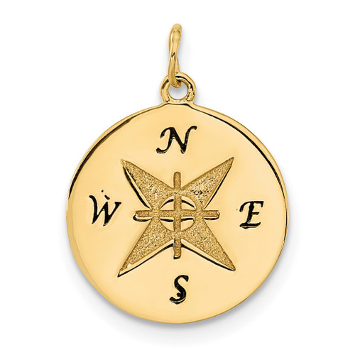 Lex & Lu 14k Yellow Gold Antiqued Compass Pendant - Lex & Lu