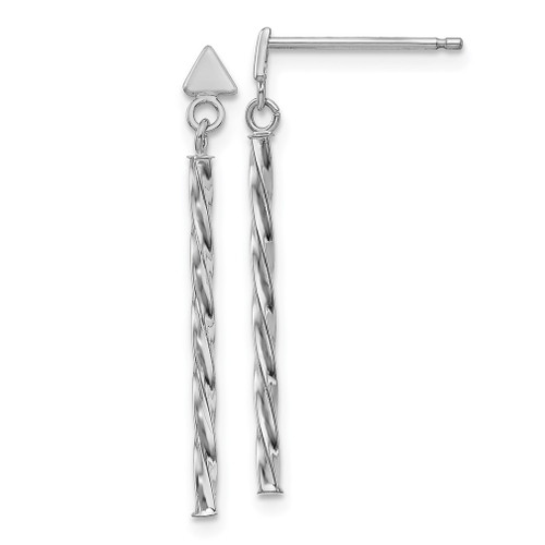 Lex & Lu 14k White Gold Polished Twisted Dangle Tube Earrings - Lex & Lu