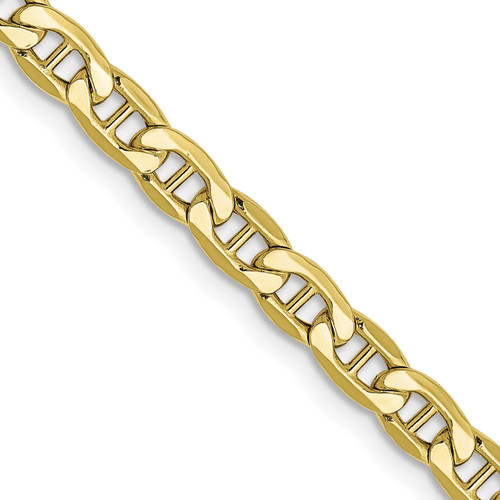 Lex & Lu 10k Yellow Gold 4.1mm Semi-Solid Anchor Chain Bracelet or Necklace - Lex & Lu