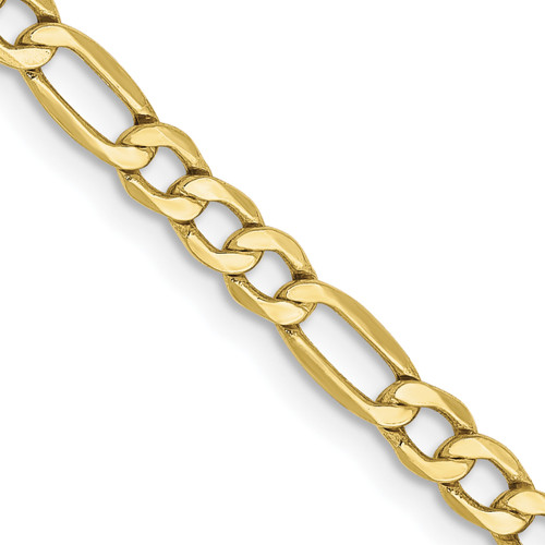Lex & Lu 10k Yellow Gold 3.5mm Semi-Solid Figaro Chain Bracelet or Necklace - Lex & Lu