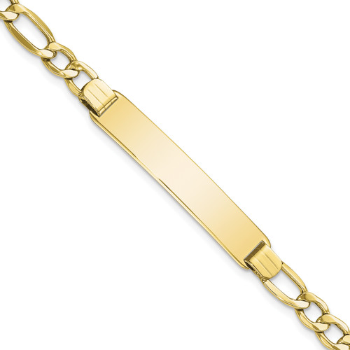 Lex & Lu 10k Yellow Gold Semi-solid Figaro Link ID Bracelet LAL123245 - Lex & Lu