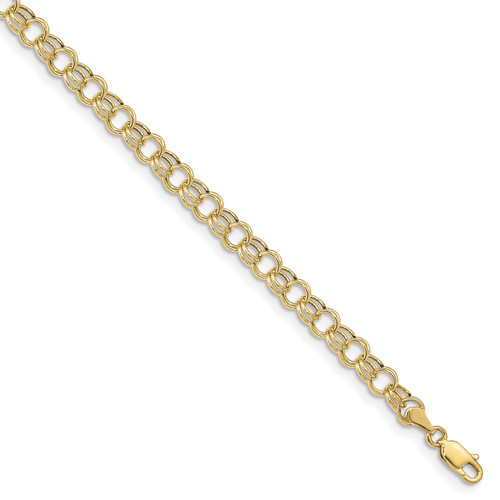 Lex & Lu 10k Yellow Gold Hollow Double Link Charm Bracelet LAL123256 - Lex & Lu