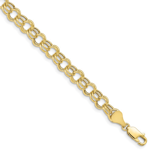 Lex & Lu 10k Yellow Gold Hollow Double Link Charm Bracelet LAL123257 - Lex & Lu