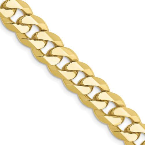 Lex & Lu 10k Yellow Gold 8.75mm Flat Beveled Curb Chain Bracelet or Necklace - Lex & Lu