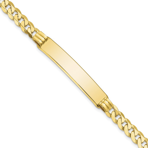 Lex & Lu 10k Yellow Gold Flat Curb Link ID Bracelet LAL123298 - Lex & Lu