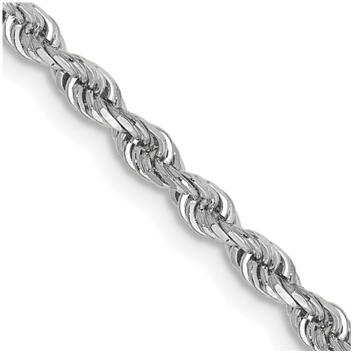 Lex & Lu 10k White Gold 2.75mm D/C Quadruple Rope Chain Bracelet or Necklace - Lex & Lu