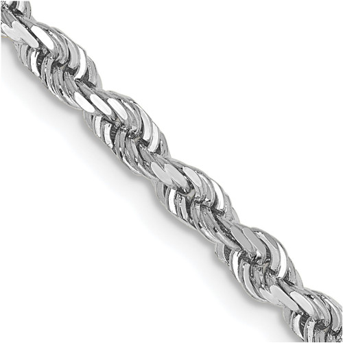 Lex & Lu 10k White Gold 3.35mm D/C Quadruple Rope Chain Bracelet or Necklace - Lex & Lu
