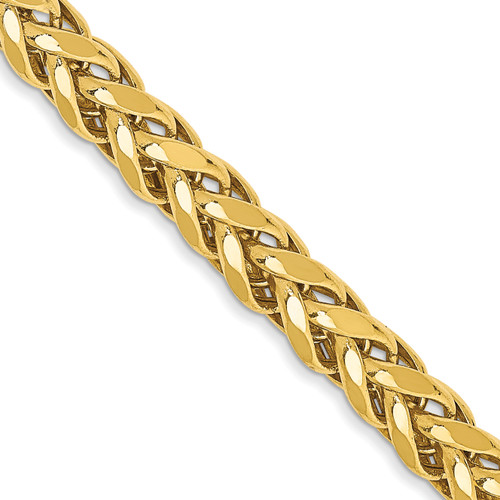 Lex & Lu 14k Yellow Gold 3.70mm Semi-solid D/C Wheat Chain Necklace - Lex & Lu