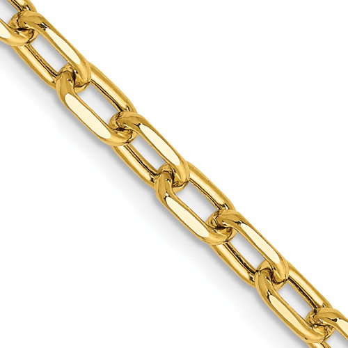 Lex & Lu 14k Yellow Gold Semi-solid D/C 3.7mm Open Link Cable Chain Necklace - Lex & Lu