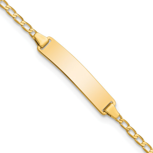 Lex & Lu 14k Yellow Gold Flat Curb Link ID Bracelet LAL123412 - Lex & Lu