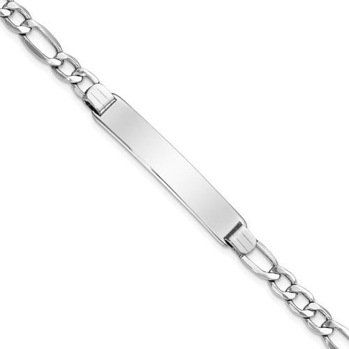 Lex & Lu 14k White Gold Polished ID w/Semi-Solid Figaro Bracelet LAL123450 - Lex & Lu