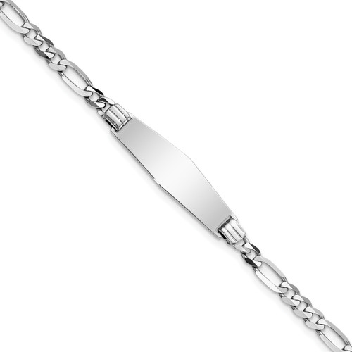 Lex & Lu 14k White Gold Figaro Link Soft D/S ID Bracelet LAL123483 - Lex & Lu