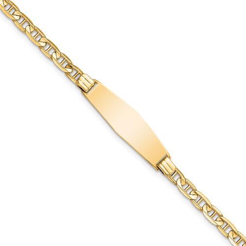 Lex & Lu 14k Yellow Gold Anchor Link Soft D/S ID Bracelet LAL123507 - Lex & Lu