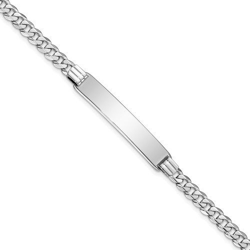 Lex & Lu 14k White Gold Flat Curb Link ID Bracelet LAL123515 - Lex & Lu