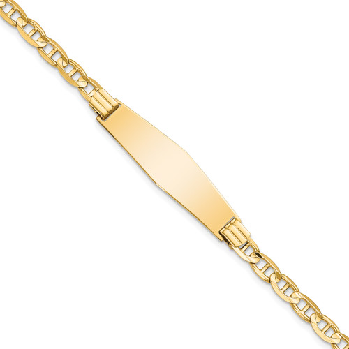 Lex & Lu 14k Yellow Gold Anchor Link Soft D/S ID Bracelet LAL123538 - Lex & Lu