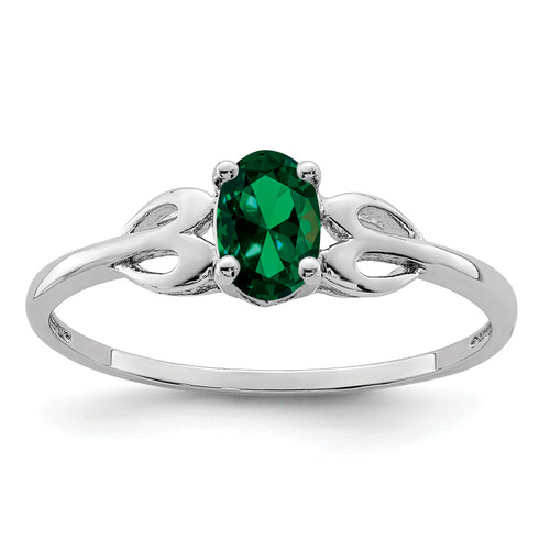 Lex & Lu Sterling Silver Created Emerald Ring LAL123655 - Lex & Lu